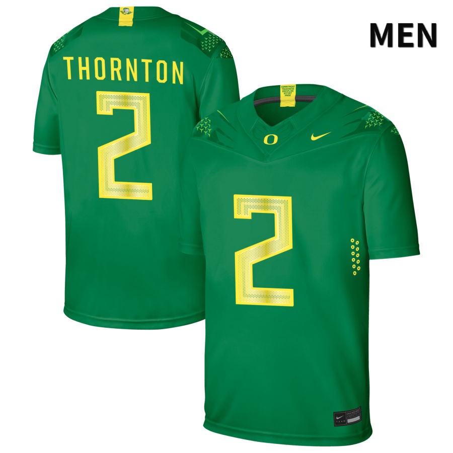 Oregon Ducks Men's #2 Dont'e Thornton Football College Authentic Green NIL 2022 Nike Jersey FAN72O8S